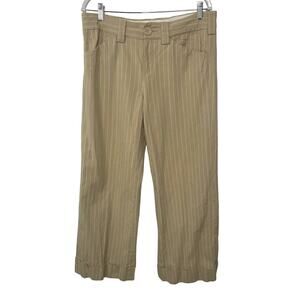 Banana Republic Pant Pin Striped Ankle‎ Wide Leg Mid Rise Flat Pocket Brown  12